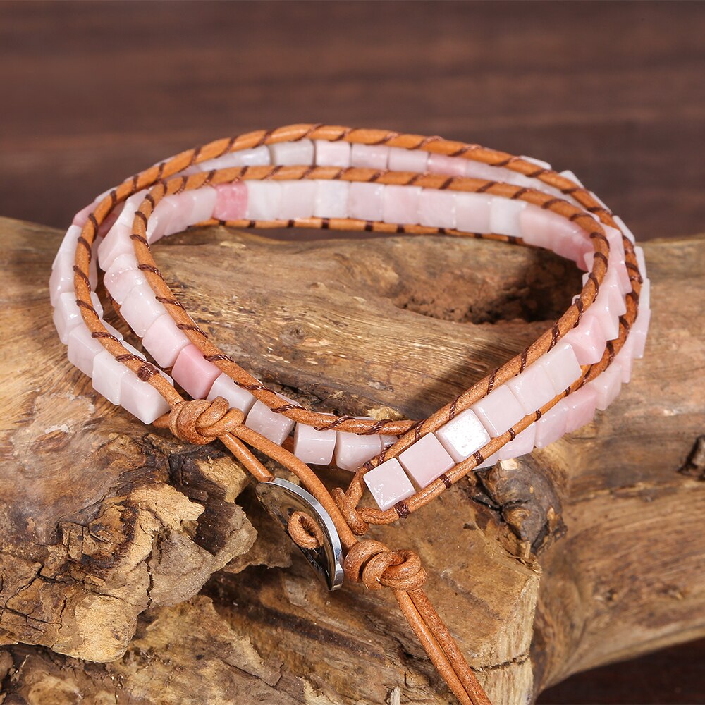 Plaited wrap bracelet, pink colour, shiny boat anchor | Jewellery Eshop EU